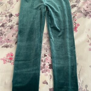Girls Hunter Green Velvet Pants